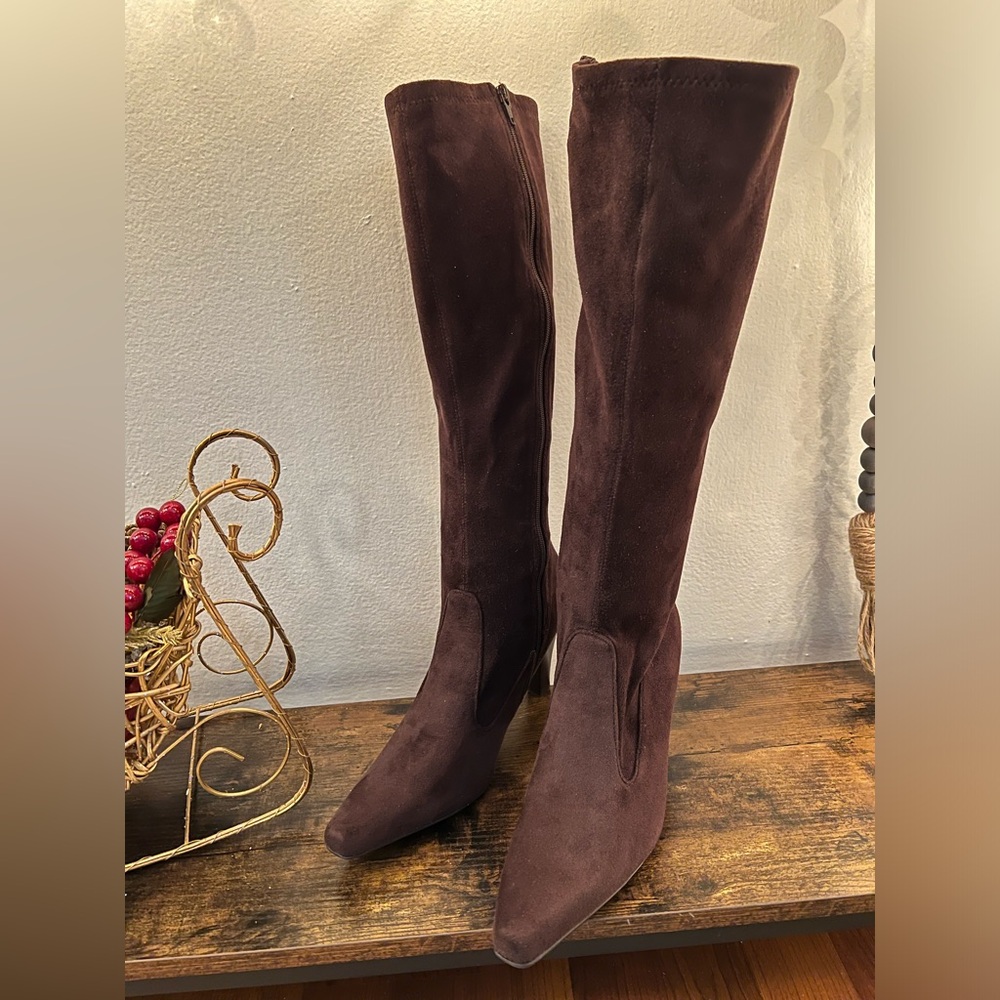 Brown Microsuede Boots by Franco Sarto